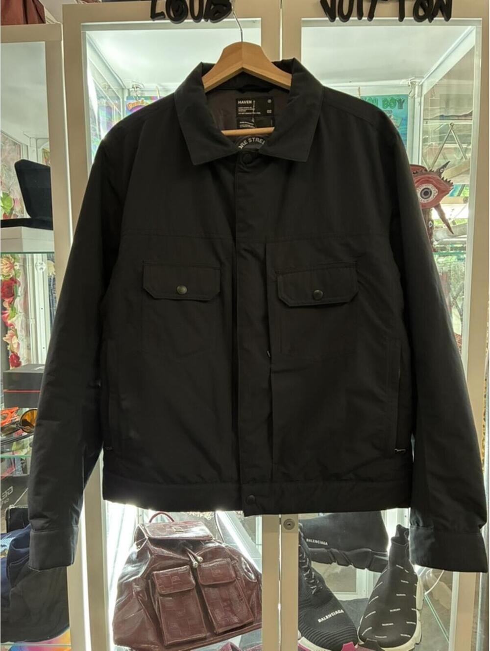 HAVEN black nylon jacket made in Canada size 2 Medium 21x26